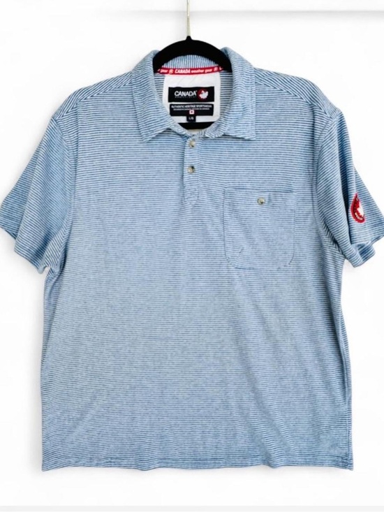 Canada Weather Gear Other - Canada Weather Gear Light Blue Striped Polo with Chest Pocket